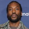 LAS VEGAS, NEVADA - FEBRUARY 10: Meek Mill attends Michael Rubin's Fanatics Super Bowl party at the Marquee Nightclub at The Cosmopolitan of Las Vegas on February 10, 2024 in Las Vegas, Nevada.