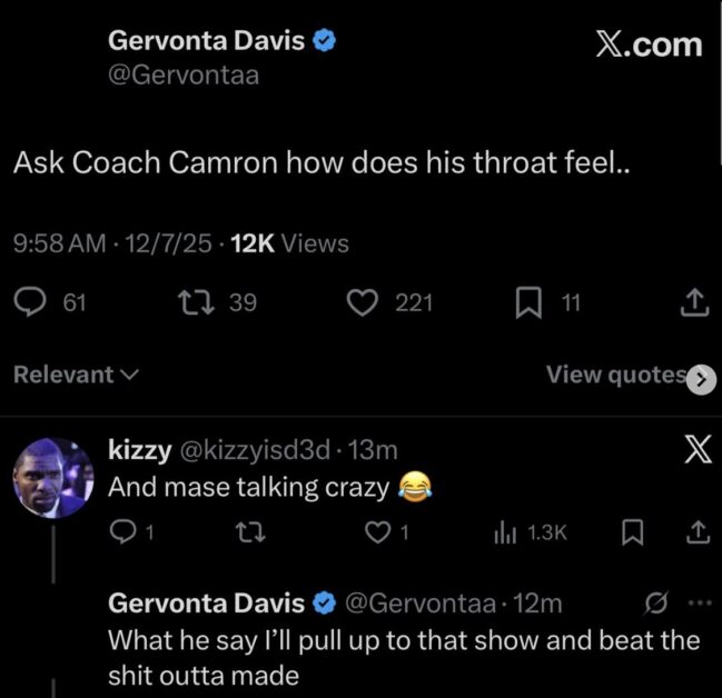 Boxer Gervonta “Tank” Davis Offers Beatdown To Cam'Ron & Mase